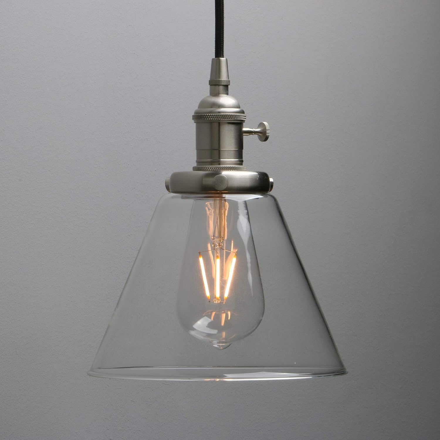 Phansthy Industrial Pendant Light Fitting with Switch, 3 Light Hanging Lamp with Clear Glass Shade - Image 4