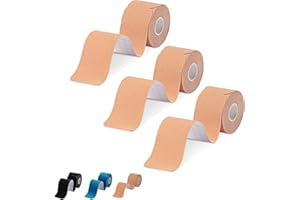 MUSEFITR Kinesiology Tape Precut 3 Rolls, Athletic Sports Tape for Muscle Joints Support, 60 Strips for Knee Ankle Shoulder Wrist Plantar Fasciitis, Latex Free and Water Resistant, Beige