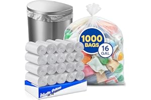 PLASTIC PRINCE 12-16 Gallon Trash Bags, Clear Trash Bags 12-16 Gal, 24" x 31" Clear Garbage Bags, 6 Micron High-Density Garbage Can Liners, Pack of 1000
