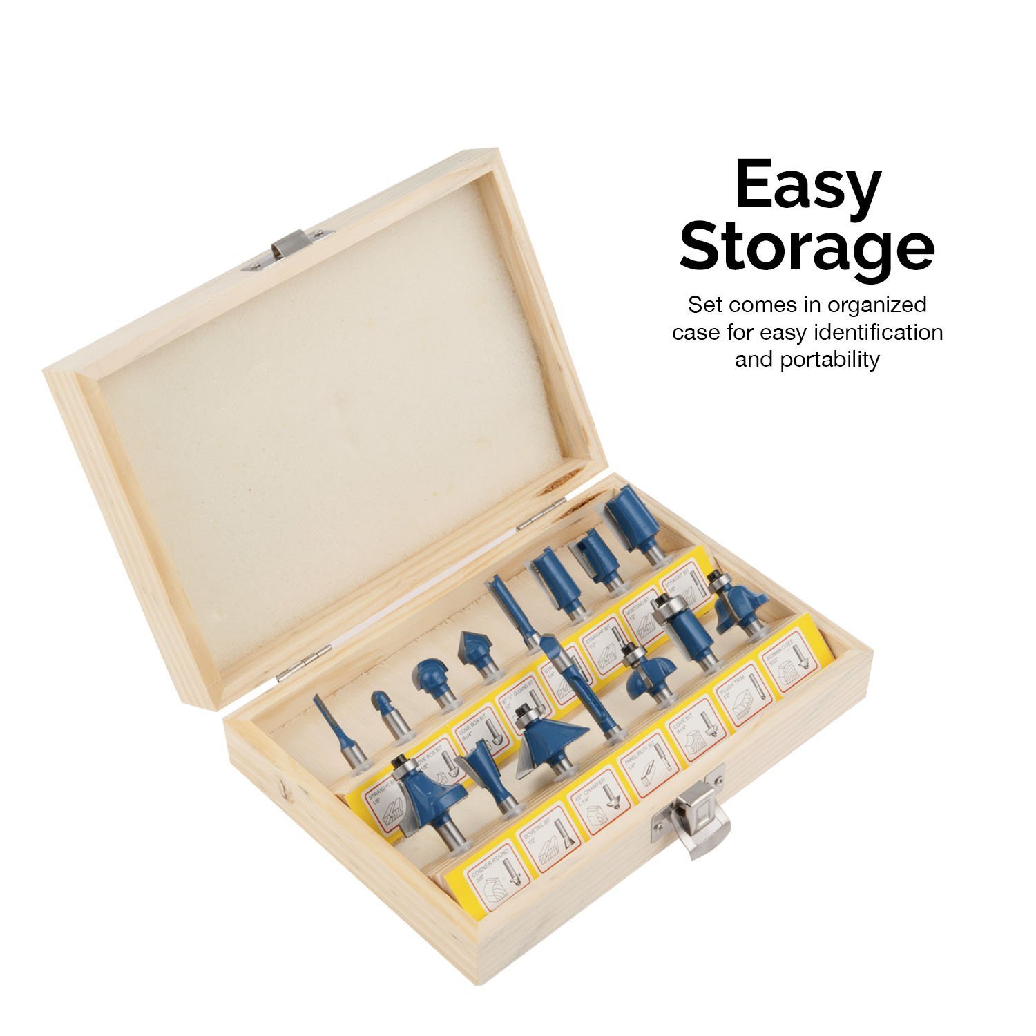 Hiltex 10100 Tungsten Carbide Router Bits 15Piece Set eBay