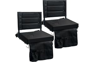 Stadium Bleacher Seats with Detachable Padded Cushion＆Backs Support, Portable Memory Foam Folding Bleacher Chair with Shoulde