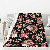 Cute Hedgehogs Throw Blanket for Couch Sofa Plush Fleece Bed Blanket Lightweight Comfy Flannel Blankets Ultra-Soft Warm Blanket Throw for Home Camping Travel Gifts 50"x40"