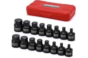 MIXPOWER 3/8-Inch Drive Low Profile Impact Hex Driver Set, 16-Piece, SAE/Metric, Hex, 1/4 Inch - 3/4 Inch, 6mm - 19mm, Cr-Mo 