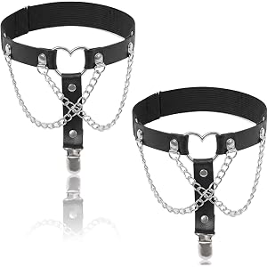 YUXMU 2 PCS Leg Garter, Adjustable Thigh High Garter Belt | Rock Heart Gothic Leg Suspender Belts, Rave Thigh Lingerie Access