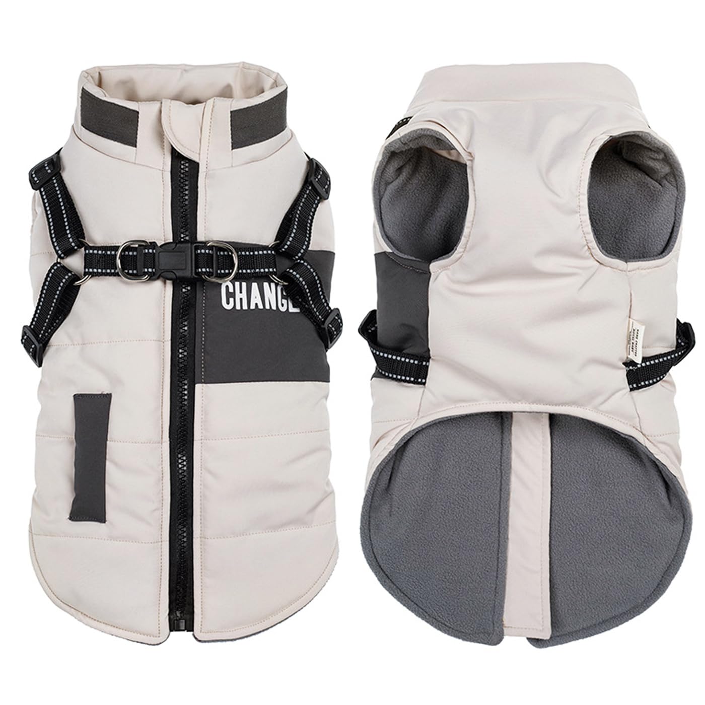 Oslueidy Dog Winter Jackets,Warm Dogs Coats Dogs Clothes Reflective Doggie Apparel Waterproof Puppy Cold Weather Vest with Dog Harness for Small Medium Dogs