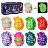VivaNova 8 Pack 3D Printed Dragon Eggs with Articulated 5-Inch Mini Dragons | Iridescent Surprise Eggs Reveal Dragons with Highly Flexible Joints. 1 Glow-in-the-Dark Pair for Party Favors and Gifts