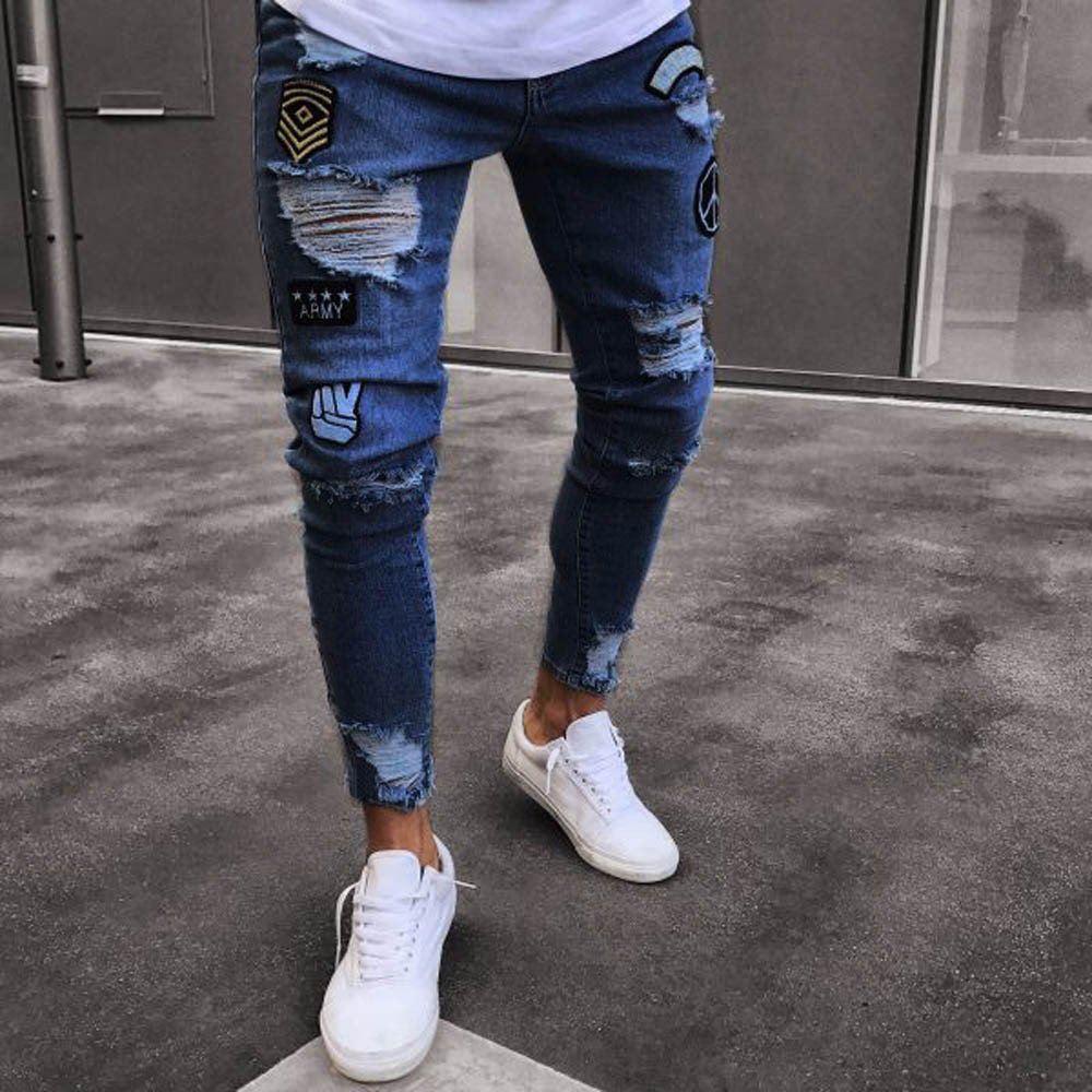 mens ripped jeans with zippers
