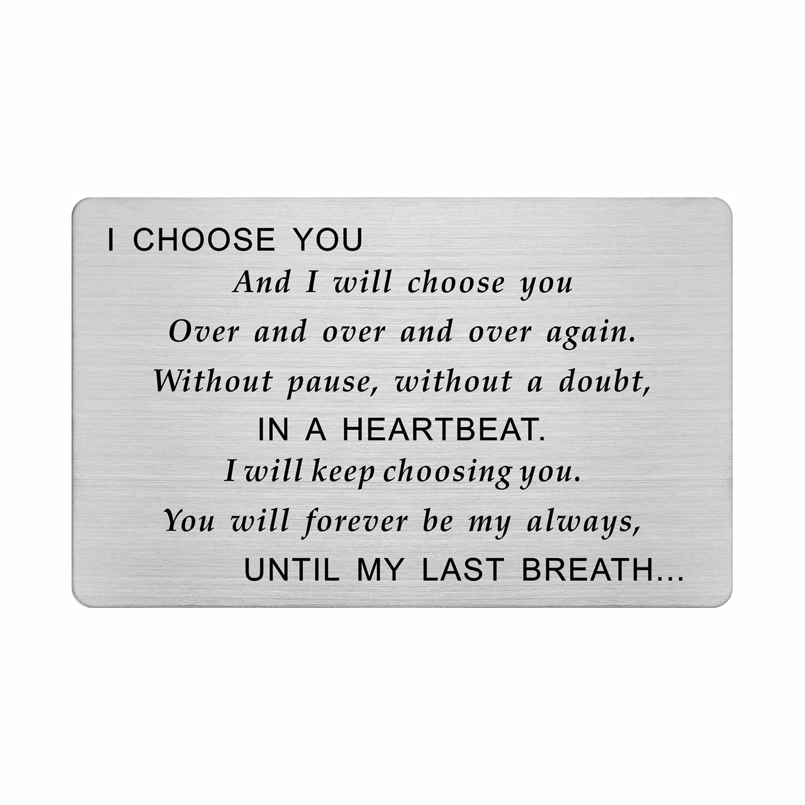 FALOGI I Choose You, Romantic Love Gifts for Him Husband, Groom Gifts On Wedding Day, Fathers Day Card for Fiance, Engraved Wallet Card for Men โ image 1