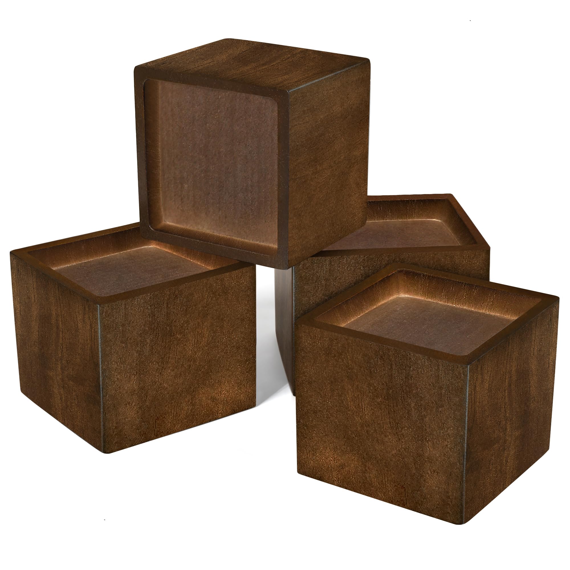Photo 1 of Sopicoz 2 inch Wood Bed Risers Set of 4, Square Furniture Risers Couch Risers Heavy Duty Bed Lifters Brown Bed Frame Risers Blocks for Sofa, Chair, Cabinet, Dresser