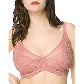 HSIA Minimizer Bras for Women Full Coverage, Unlined Lace Sexy Plus Size Underwire Bra for Large Breasts Coral