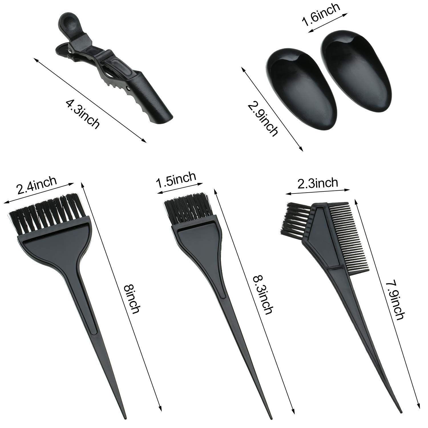 20 Pieces Hair Dye Coloring Kit, Hair Tinting Bowl, Dye Brush, Ear Cover, Gloves for DIY Salon Hair Coloring Bleaching Hair Dryers Hair Dye Tools (14.8 x 4.8 cm, Small Black Bowl Style) : Beauty