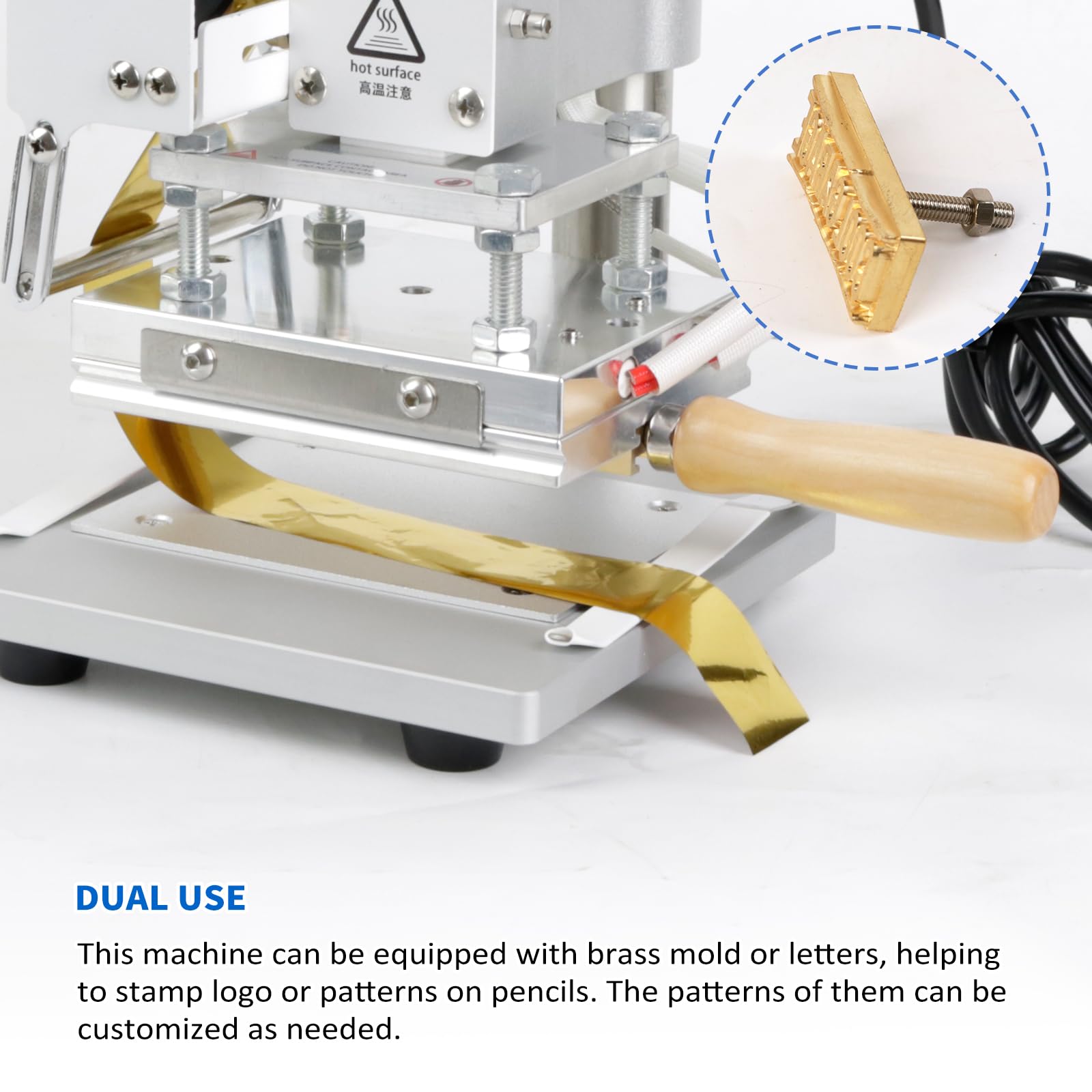 ZS-100B Dual Use Hot Foil Stamping Machine Manual Bronzing Machine Pencils Leather Embossing Machine