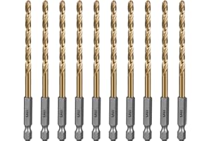 SALI Cobalt Drill Bit Set,10 Pack 3/16 Inch High Speed Steel Hex Shank Jobber Drill Bits, for Hardwood, Aluminum,Metal,Copper,Alloyed Steel
