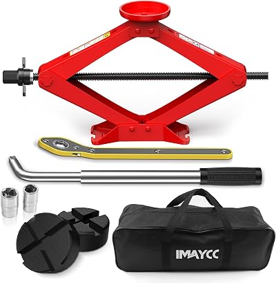 IMAYCC 2.5 Ton Car Jack Kit Universal Scissor Jack with Rubber Pads