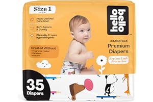 Hello Bello Premium Baby Diapers Size 1 I 35 Count of Disposeable, Extra-Absorbent, Hypoallergenic, and Eco-Friendly Baby Diapers with Snug and Comfort Fit I Teachers Pet