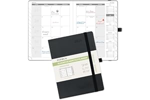 POPRUN Monthly Planner 2025-2026 (Medium- 6.5'' x 8.5'' Soft Cover), 18-Month Calendar Book (January 2025-June 2026), Calendar Planner with Monthly Tabs & Pocket, 100 GSM Paper - Black
