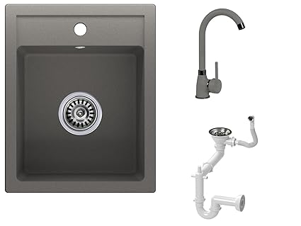 Küchenspüle Schrankbreite ab 40 cm Spülbecken Granitspüle grau 1-Becken