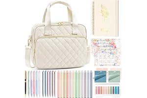 FLOE Bible Cover Case for Women, Large Bible Bag Bible Study Supplies Accessories Journaling Kit with Highlighters Tabs, Quilted Book Carrying Cases with Shoulder Strap, Christmas Christian Gifts for Women