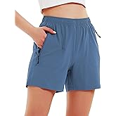 Nomolen Women's 5" 7" Hiking Cargo Shorts Quick Dry Lightweight Athletic Outdoor Shorts for Workout with Zipper Pockets