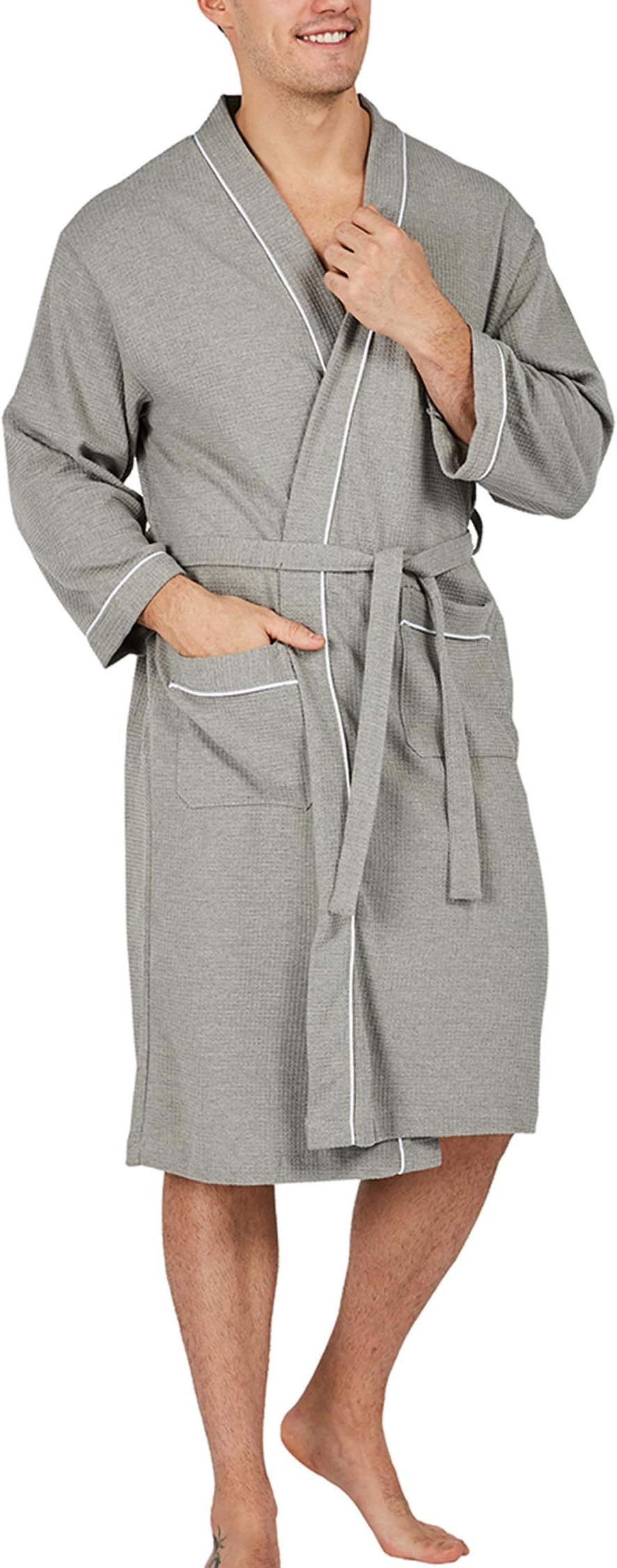 Men's Robe Cotton Bathrobe Soft Knee Length Sleepwear