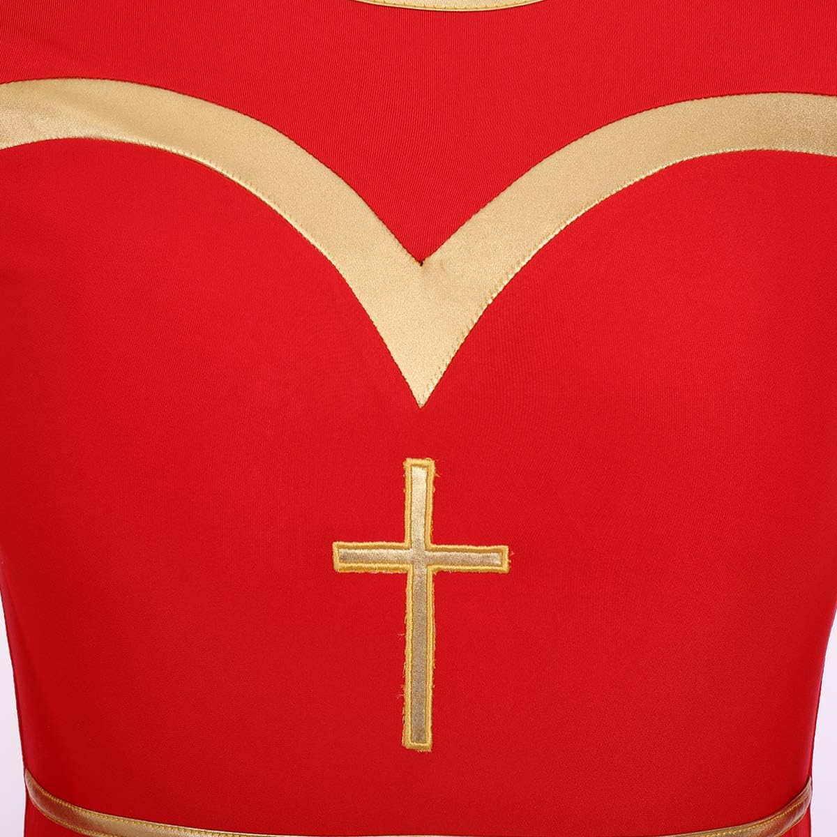 IBAKOM Liturgical Praise Dance Worship Long Dress for Women Metallic Gold Color Block Loose Fit Full Length Church Dancewear: Clothing