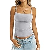 EasyGala Womens Cotton Foldover Tank Tops Sexy Square Neck Spaghetti Strap Camisole Fitted Y2K Going Out Shirts 2026