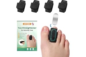 CEYOME Hammer Toe Straightener for Women & Men - 4 Pack Adjustable Toe Splints for Hammer, Bent & Curled Toes - Soft & Breathable Toe Wraps & Protectors for Walking, Running, Rest （Black）