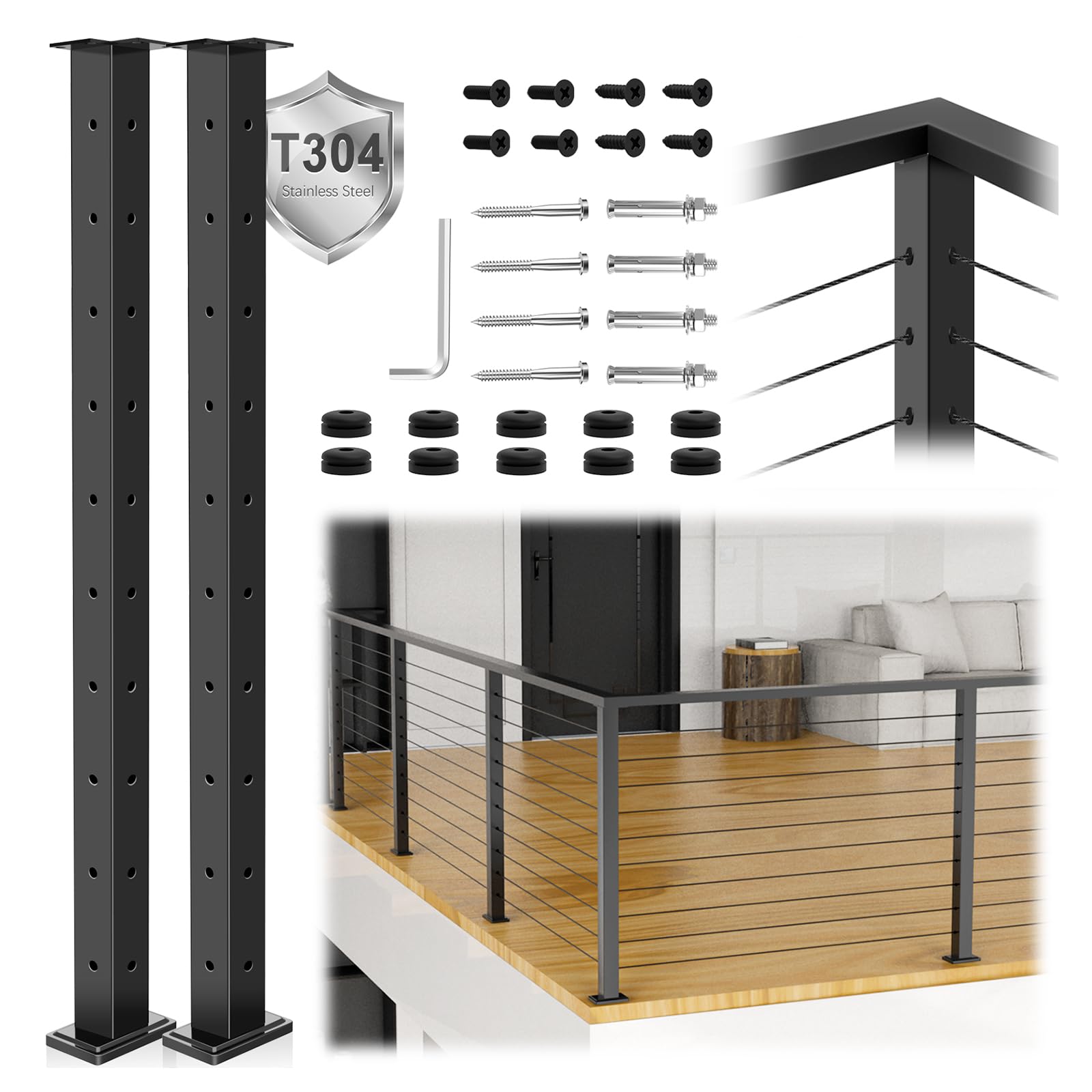 Zylorix 2Pack 36" T304 L-drilled Cable Railing