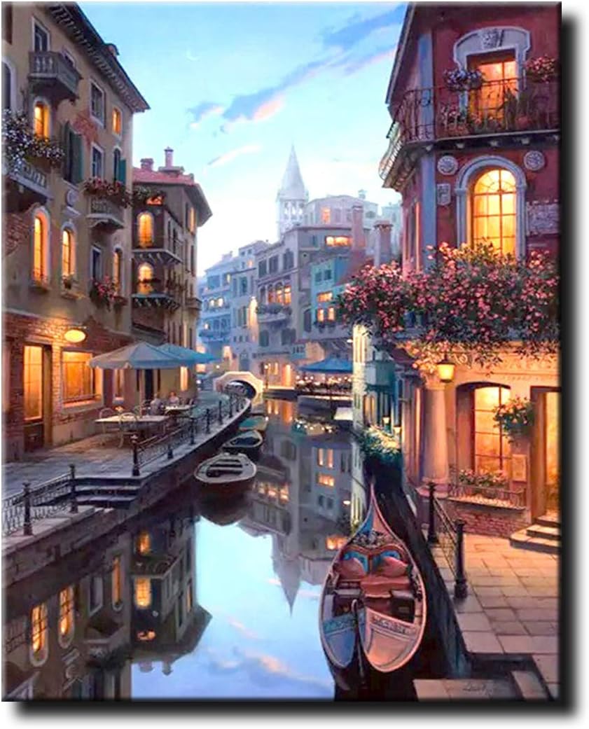 Shukqueen Paint by Numbers Venice, DIY Oil Painting for Adults, Kids, Beginner's, 16X20 Inch, Frameless