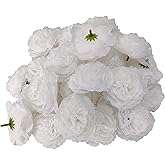 ARTIFIPLANT White Rose Heads Artificial Bulk,3.3'' Artificial White Roses,40 Pcs Silk Rose Heads,Satin Rose Heads No Stem for DIY Flower Well,Crafts Bouquest (White)