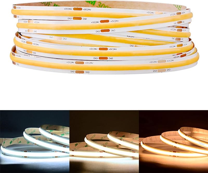 24V 9 W/M 1600 LED COB LED 16,4 ft 4000 K branco natural