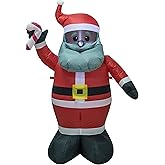 AJY 4FT Dark Brown-Faced Inflatable Santa Built-in LED Light with Buckle Suitable for Christmas Indoor and Outdoor Lawn Decoration