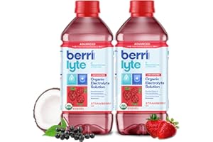 BERRILYTE Berri Lyte Advanced Plant Based Organic Electrolyte Solution – Pediatric Rehydration Drink – Natural Sugar Strawberry Flavor, 1 L, 2 ct