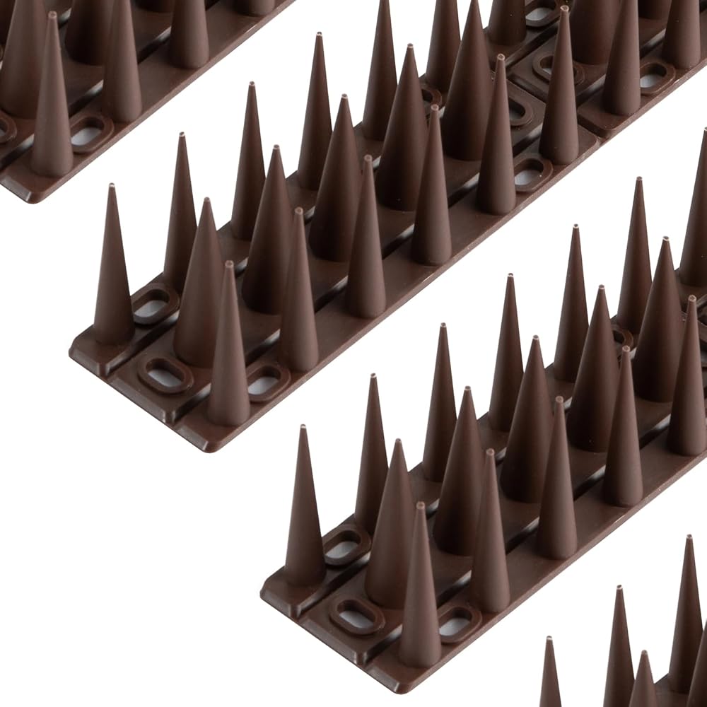 OFFO Bird Spikes 6.67m Pigeon Deterrent Brown, 31.8cm Nails, Weatherproof PP