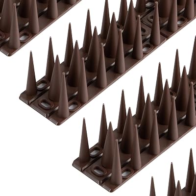 OFFO Bird Spikes 6.67m Pigeon Deterrent Brown, 31.8cm Nails, Weatherproof PP