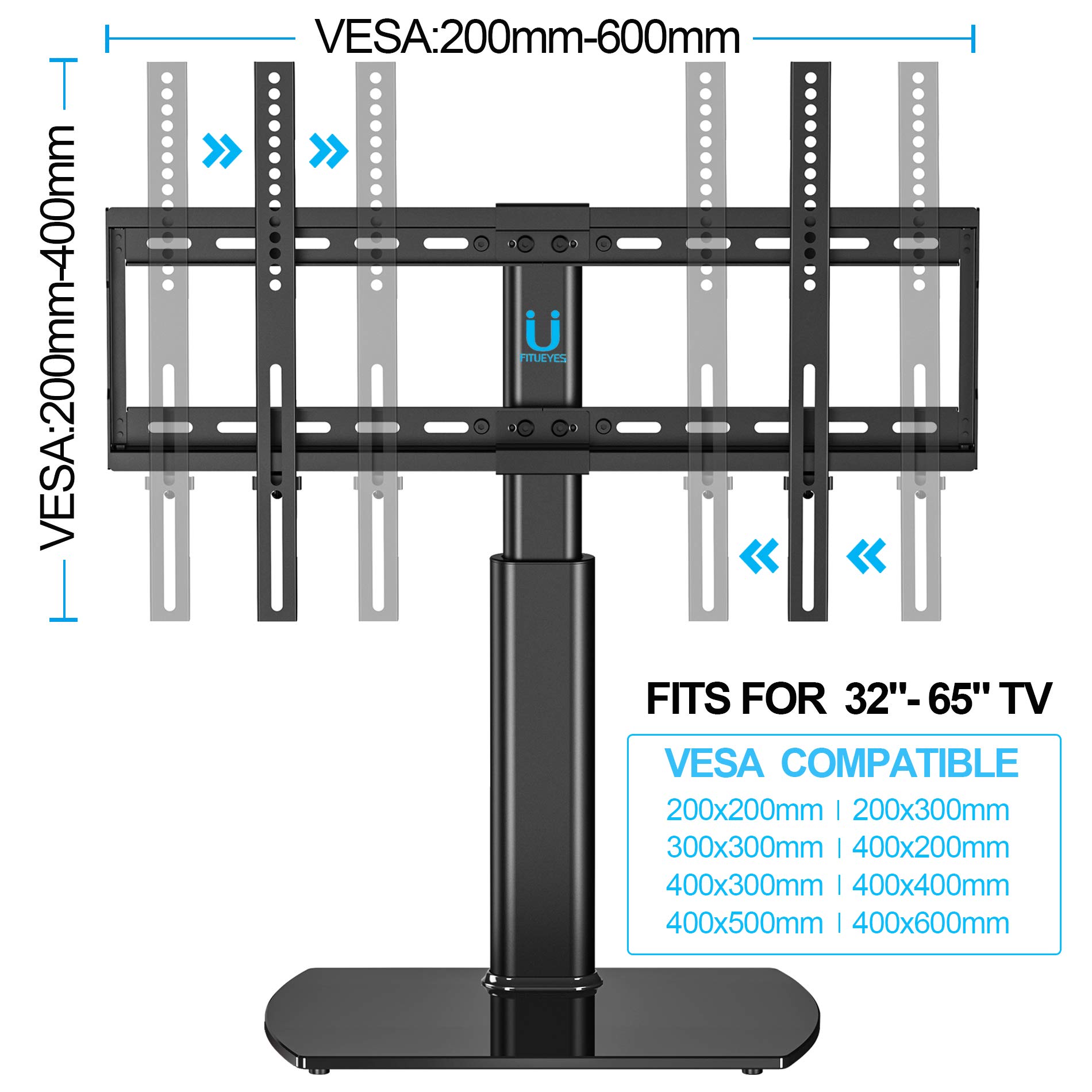 FITUEYES Universal TV Stand/Base Tabletop TV Stand with Wall Mount for