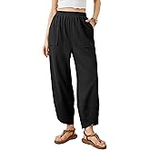 Xiaoxuemeng Womens Baggy Wide Leg Pants Casual Elastic Waisted Palazzo Harem Pants with Pockets