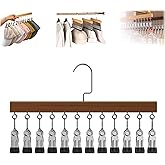 Closet Organizer with 10 Clips, Space Saving Hanging Closet Organizer, Space-Saving Hat Scarf Clothespins for Jeans Skirts Socks Pant Hangers with Clips (Vintage-12 Clips, 1PC)