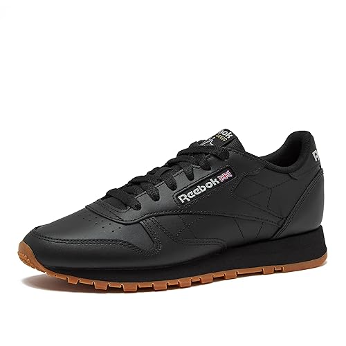 Reebok Classic Leather Sneakers for Women - Black or White Tennis Shoes Womens Size 5 to 12, Core Black/Pure Grey5/Reebok Gum3, 10