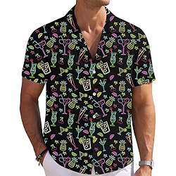 Black Neon Nightcap Mens Funny Hawaiian Shirts 3D