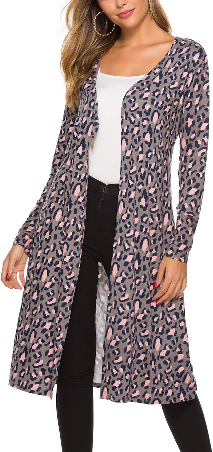 Bluetime Women Plus Size Long Open Front Drape Maxi Cardigan Lightweight Duster Long Sleeve Cardigan Fall (S-4XL)