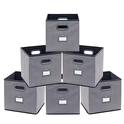 Homyfort Fabric Foldable Storage Boxes Cubes 6 Pack Drawer Bins