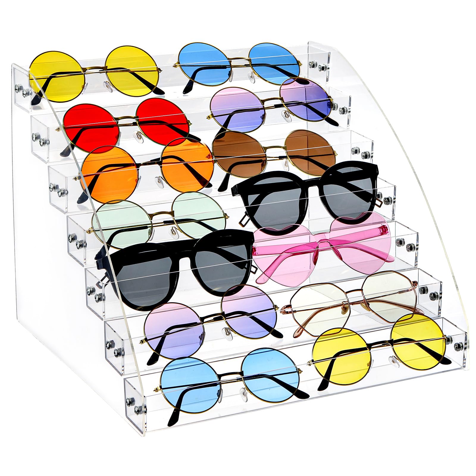 Photo 1 of SOUJOY 7 Tier Sunglass Organizer Stand, Acrylic Sunglass Holder, Clear Nail Polish Display Stand, Eyewear Countertop Storage Tray for Highlighting Glasses, Makeup, Essential Oil