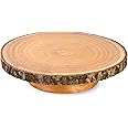 Hanson and Bennett Rustic Wood Cake Stand - Easy to Clean Wood Slice - Large 10-12 inch Wooden Cake Stand Rustic - Wedding Tree Trunk Cake Stand - Beautiful Farmhouse Tree Stump - Cake Display Stand