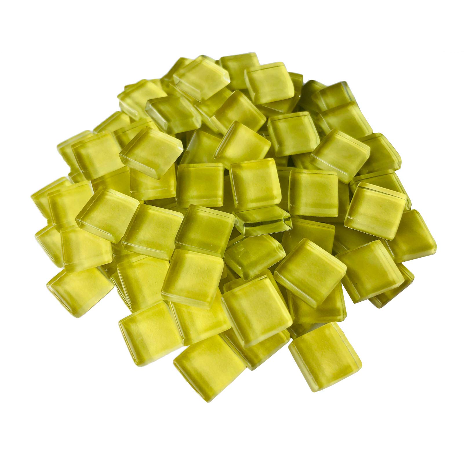 100 Pieces Mosaic Tiles Squares Yellow Crystal Mosaic Stained Glass for Crafts Supplies DIY Picture Frames Handmade Jewelry Coasters Art Material Decoration,1x1cm