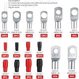 Zhujiehigh 120 Pcs Bolt Hole Tinned Copper Ring Terminal Set 60+60 view 2