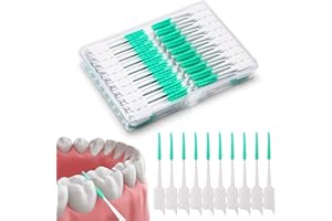 ACSKD 300 Pieces Interdental Brushes,Braces Brush with Silicone Head,Dental Tooth Flossing Toothpick Cleaners Tooth Tool, Green