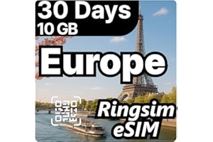 [eSIM] Europe eSIM | 30DAYS 10GB | UK, France, Italy, Spain, Germany | 5G, 4G/LTE, Tethering, Hotspot | eSIM with Instant Activation in 10 Minutes | Travel eSIM by Ringsim