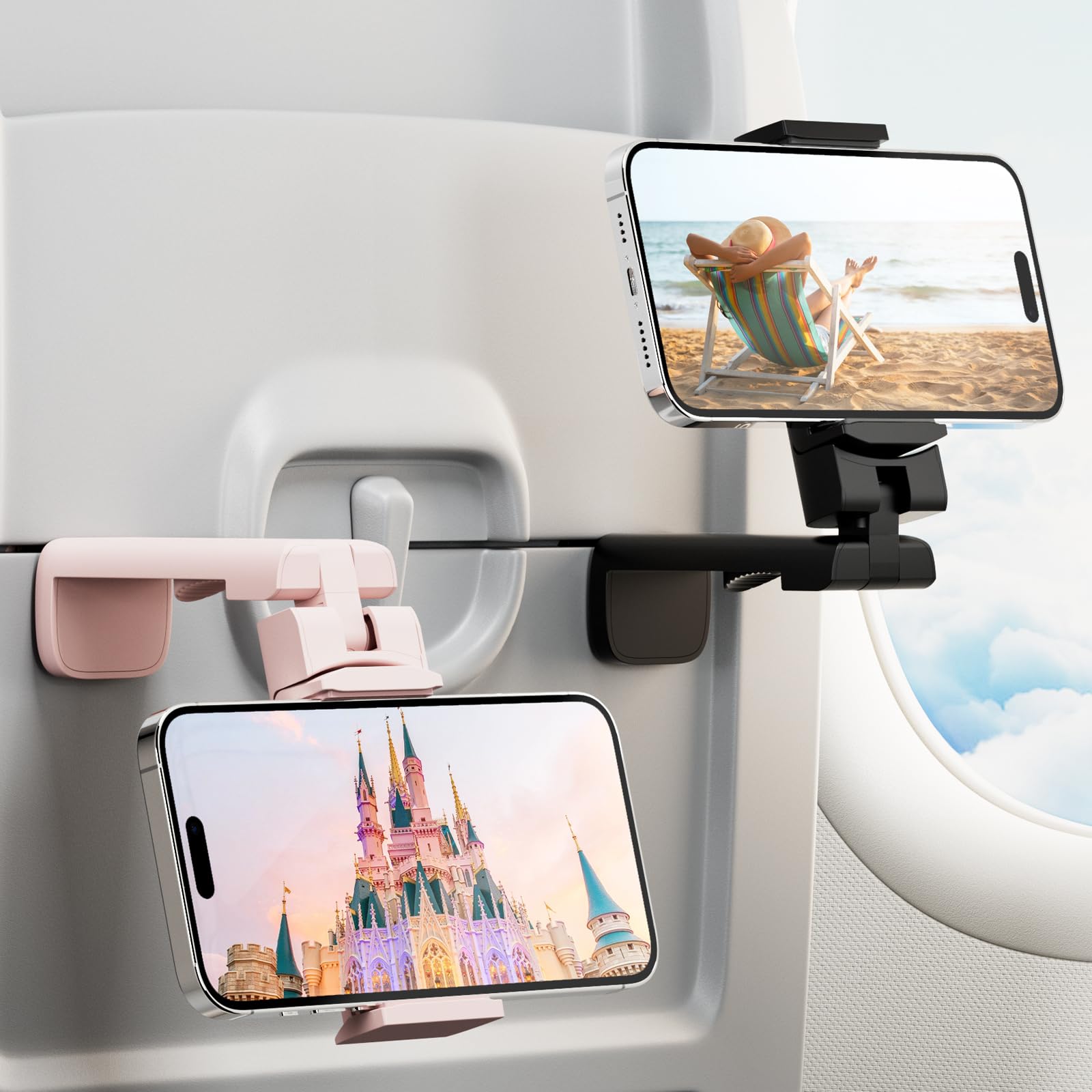 Photo 1 of 2 PCs Airplane Phone Holder for Christmas Stocking Stuffers, Klearlook 360° Rotation Travel Essentials Phone Mount for Desk, Handsfree Flexible Travel Accessories for Flying, Valentines Day Gift