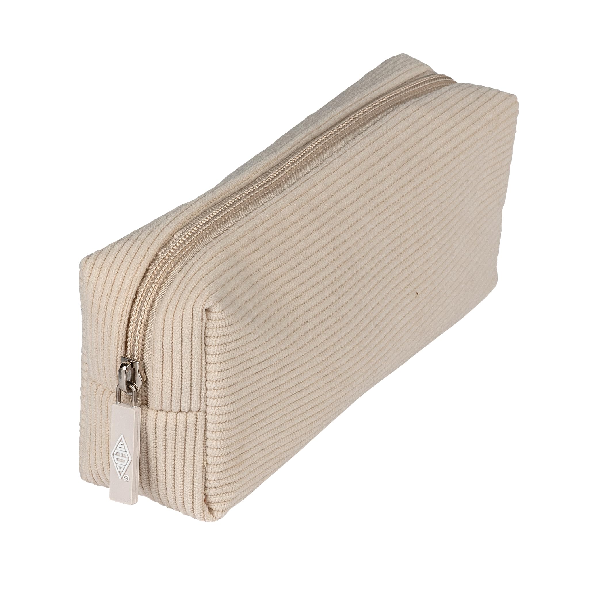 WEDO Cotton Corduroy Pencil Case Pen Bag Stationery Pouch Beige, Beige., Cord